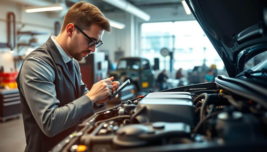 A detailed and vibrant scene depicting an independent vehicle technical analysis. In the foreground, a professional technician in a smart business attire examines a car engine on an inspection table, using high-tech tools and digital devices, displaying a focus on precision. The middle ground showcases a well-lit workshop with various automotive components and diagnostic equipment. The background features a large window allowing natural light to filter in, enhancing the clarity of the technical environment. The atmosphere conveys a sense of professionalism and thoroughness, emphasizing the importance of unbiased mechanical evaluations. Soft diffused lighting highlights the textures of the car parts, creating a serious yet hopeful ambiance that reflects the anticipation of reliable technical insights. A detailed and vibrant scene depicting an independent vehicle technical analysis. In the foreground, a professional technician in a smart business attire examines a car engine on an inspection table, using high-tech tools and digital devices, displaying a focus on precision. The middle ground showcases a well-lit workshop with various automotive components and diagnostic equipment. The background features a large window allowing natural light to filter in, enhancing the clarity of the technical environment. The atmosphere conveys a sense of professionalism and thoroughness, emphasizing the importance of unbiased mechanical evaluations. Soft diffused lighting highlights the textures of the car parts, creating a serious yet hopeful ambiance that reflects the anticipation of reliable technical insights.